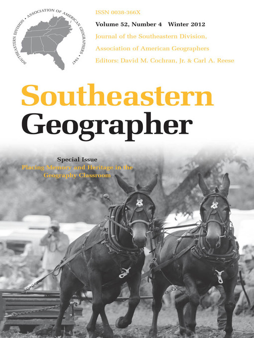 Title details for Southeastern Geographer by David M. Cochran Jr. - Available